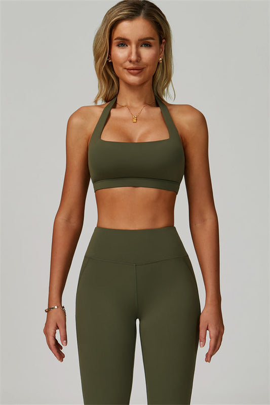 The Bold Halter Sports Bra Flared Leggings 2-Piece Set