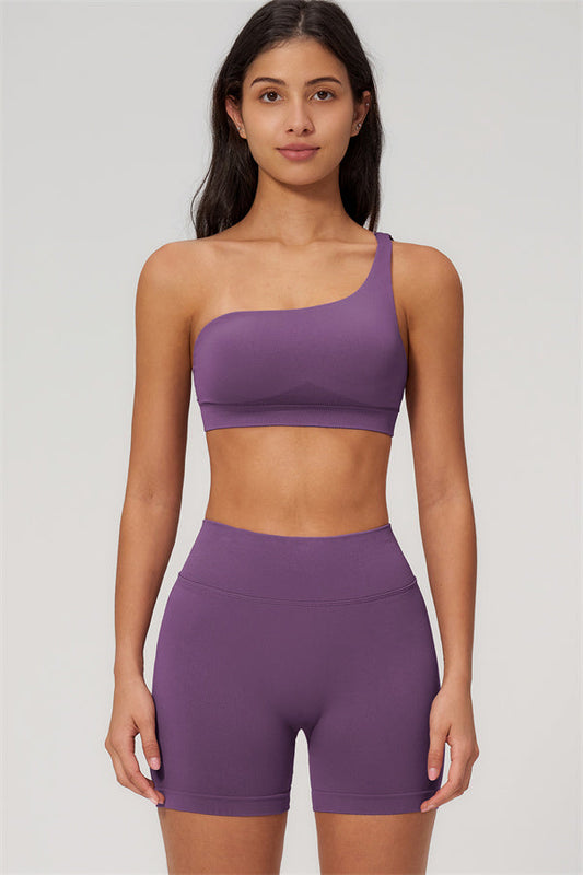 The Empower One-Shoulder Sports Bra Shorts 2-Piece Set
