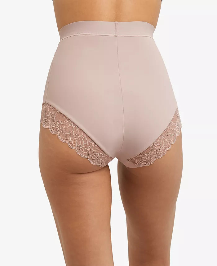 Maidenform Womens Eco Lace Mid-Brief Panty in Beige, Size Large