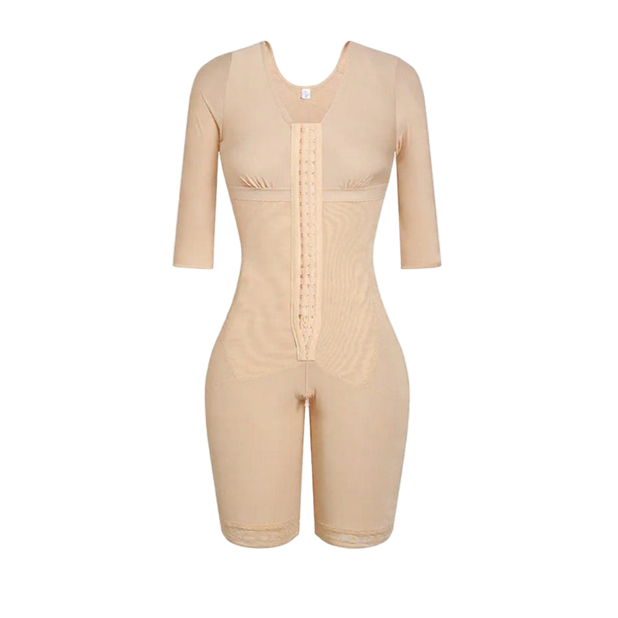 Beige shapewear bodysuit on a white background