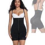 Custom Lace Trim Zip Front Shapewear Bodysuit – Butt Lifter with Triple Mesh Waist Control Fajas