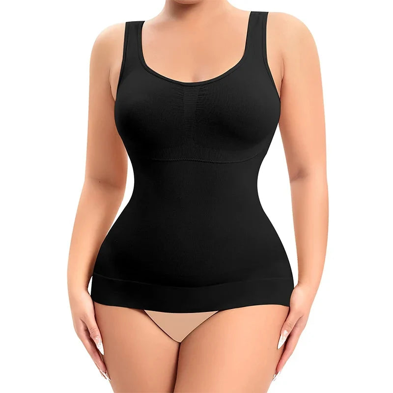 Slimming Shapewear Compression Vest Built-in Bra Tank Top Tummy Control Body Shaper Shirt Waist Trainer Seamless Underwear Belt