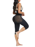 Women Black Plus Size Full Body Shaper With Open Crotch Smooth Silhouette