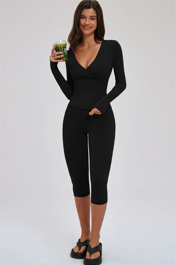 The Twirl Halter Tank Top Capri Leggings 2-Piece Set