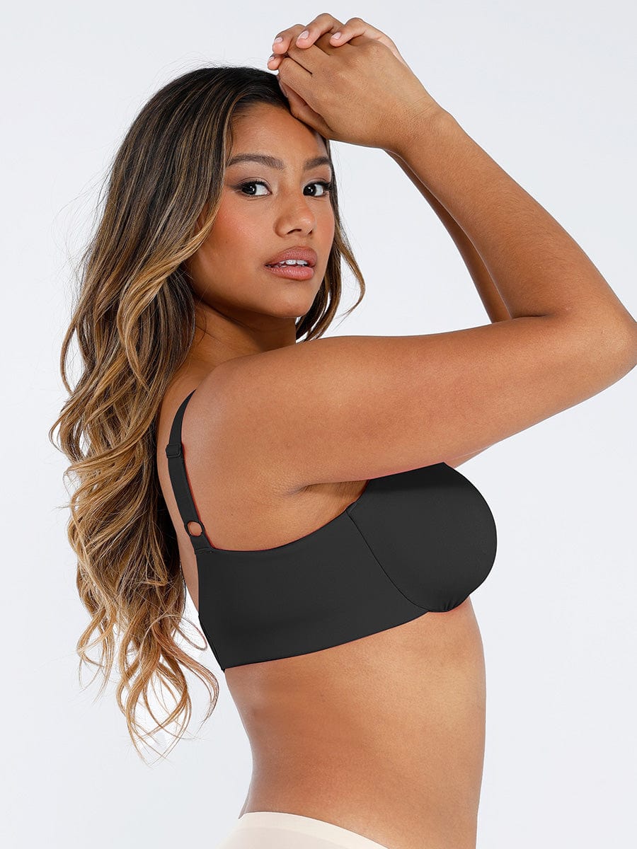 Unpadded Underwired Deep V-Neck Support Bra