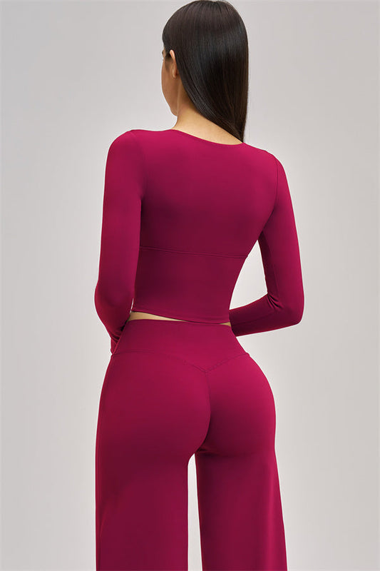 The Swoon Long Sleeve Crop top Flared Leggings 2-Piece Set