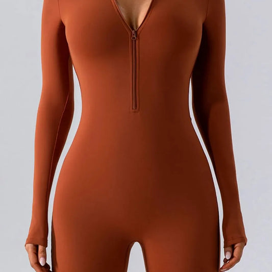 Half Zip Long Sleeve Active Romper
