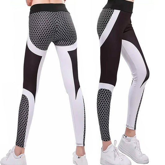 High-Waisted Honeycomb Design Ruched Workouts Fitness Yoga Gym Leggings Pants