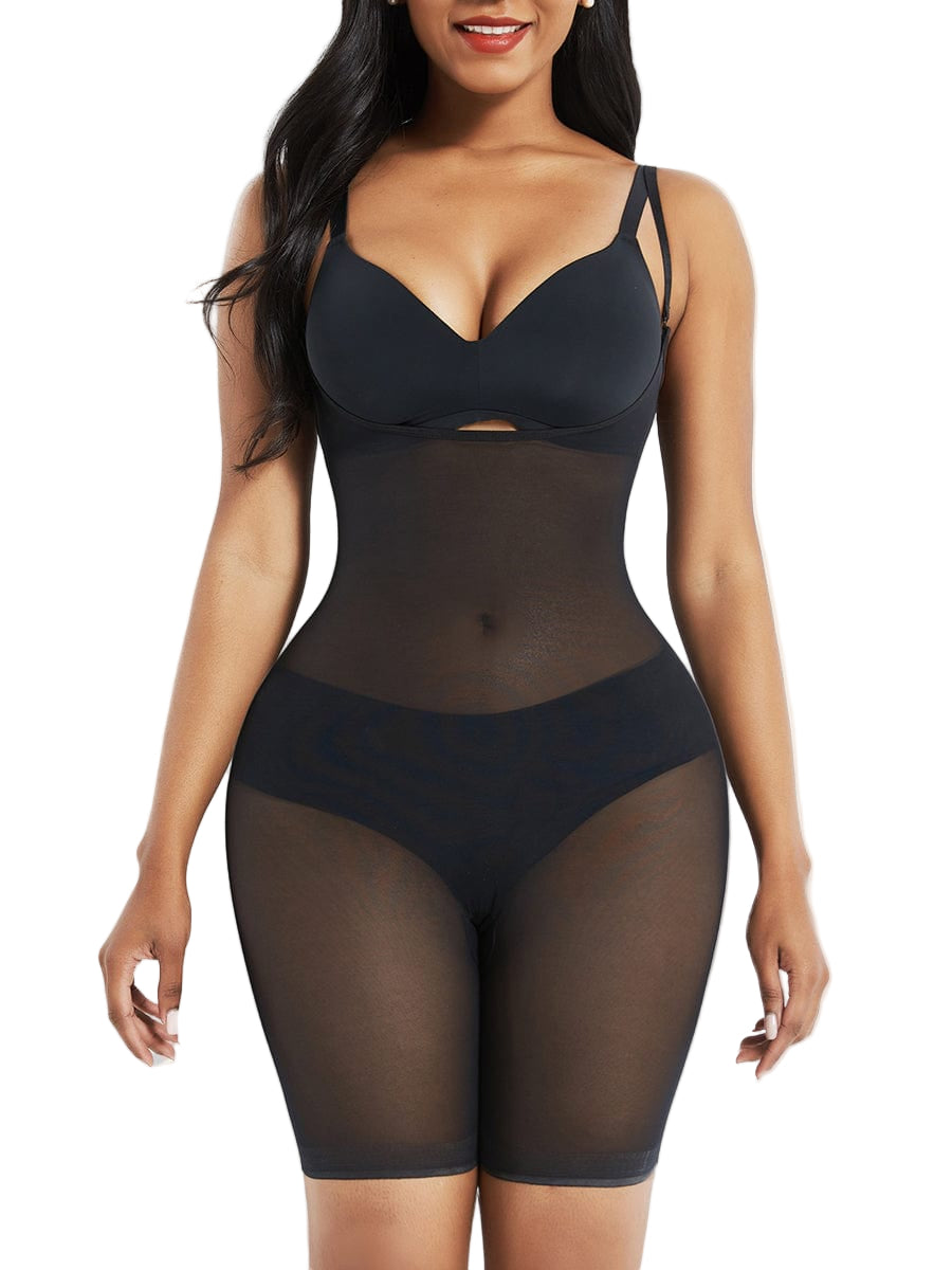 Wholesale Black Removable Straps Mesh Full Body Shaper Tummy Training