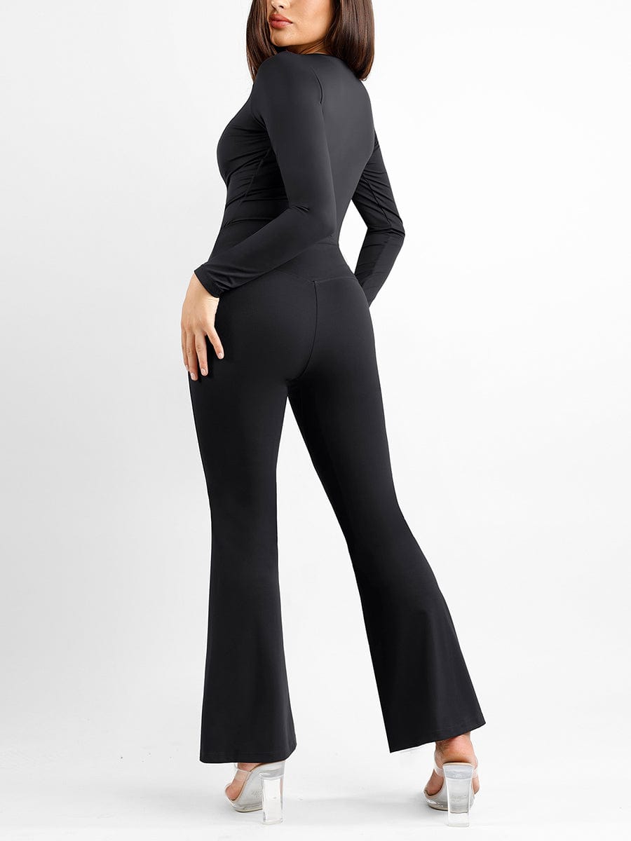 High-Rise Tummy Control Split-Hem Flared Shaping Pants