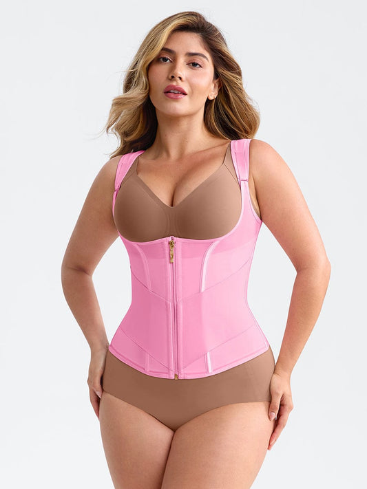 7-Steel-Bone Mesh Bust Support Waist-Cinching Tank Top