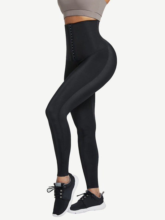 Dark Blue Neoprene High-Rise 3-Row Hook Shaping Leggings