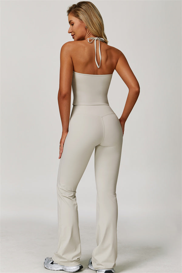 The Surge Halter Crop Top Flared Leggings 2-Piece Set