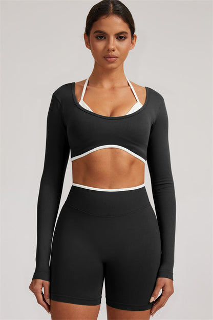 The Elevate Long Sleeve Crop top Shorts 2-Piece Set