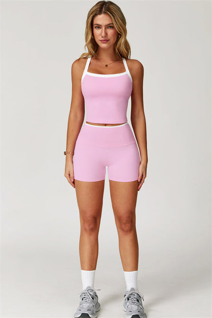 The Quest Cross Back Crop Top Shorts 2-Piece Set