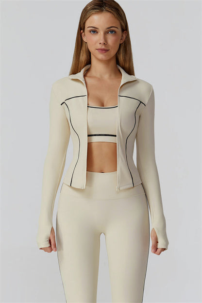 The Venus Zip Top Sports Bra Leggings 3-Piece Set