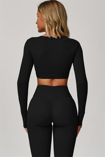 The Lavish Long Sleeve Cut-out Crop Top Leggings 2-Piece Set