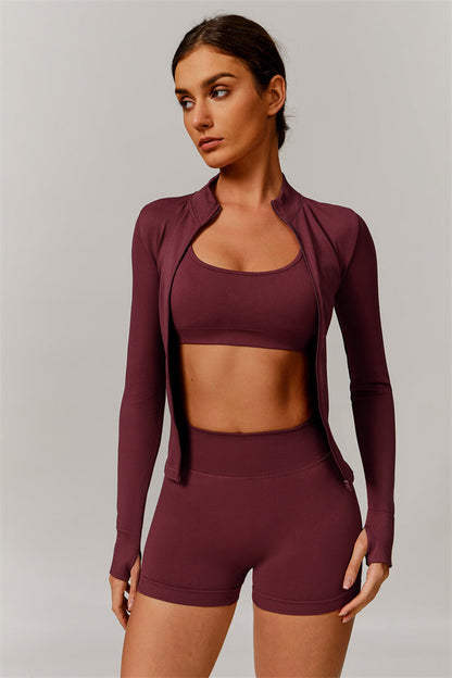 The Nova Luxe Jacket Sports Bra Shorts 3-Piece Set
