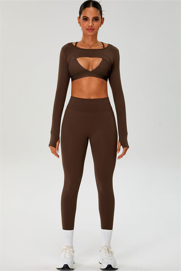 The Ember Sports Bra Crop Top Leggings 3-Piece Set