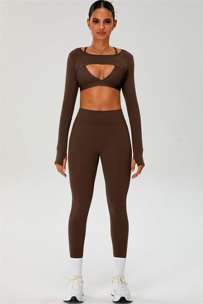 The Ember Sports Bra Crop Top Leggings 3-Piece Set