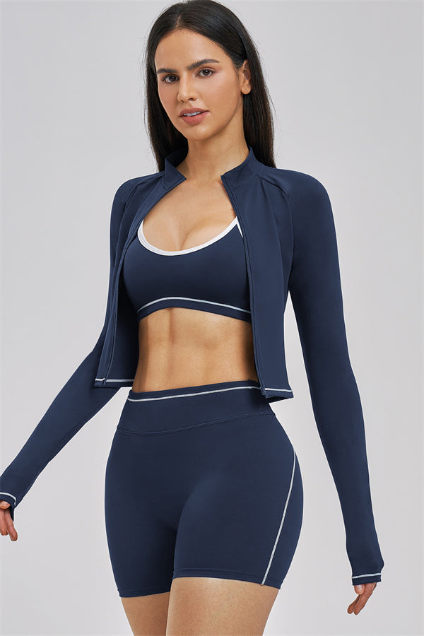 The Unbound Jacket Sports Bra Shorts 3-Piece Set