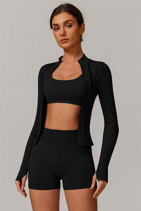 The Nova Luxe Jacket Sports Bra Shorts 3-Piece Set