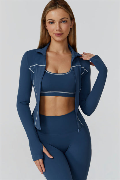 The Venus Zip Top Sports Bra Leggings 3-Piece Set