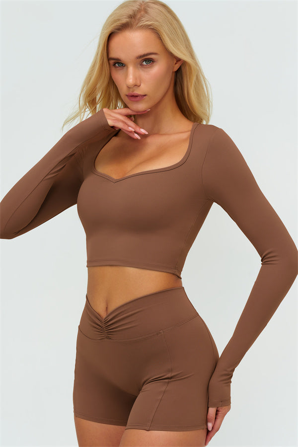 The Lushness Long Sleeve Crop top Shorts 2-Piece Set