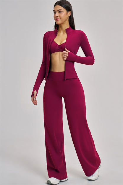 The Swoon Jacket Sports Bra Flared Leggings 3-Piece Set
