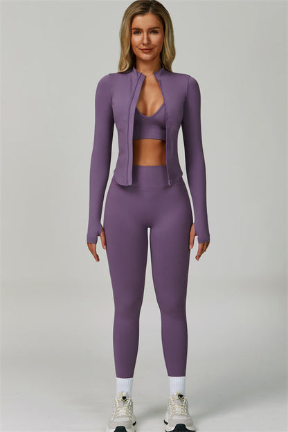 The Empower Jacket Sports Bra Leggings 3-Piece Set