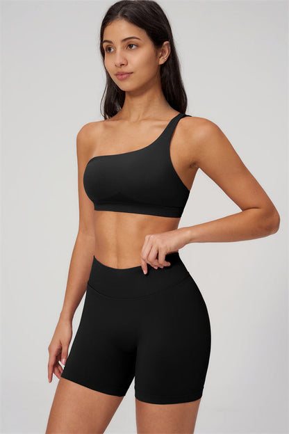 The Empower One-Shoulder Sports Bra Shorts 2-Piece Set