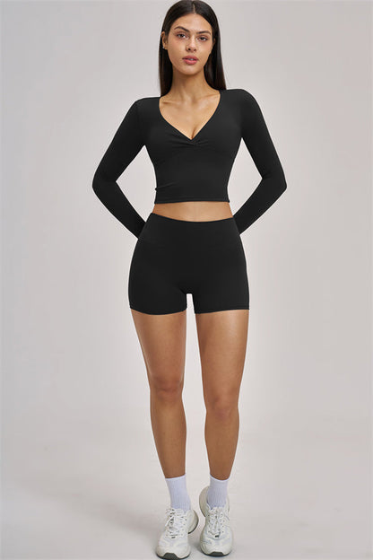 The Swoon Long Sleeve Crop top Shorts 2-Piece Set