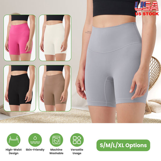 Women\'s High Waist Biker Shorts Tummy Control Pants Athletic Leggings Spandex Booty Shorts with 6.3In Inseam No Front Seam for Workout Yoga Running V