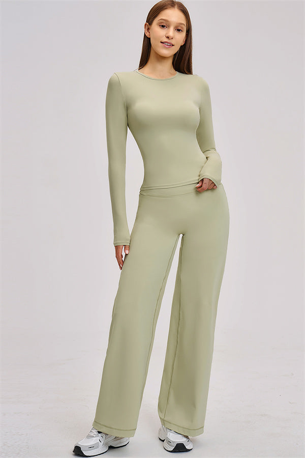 The Dynamic Long Sleeve T-shirt Straight Leg Pants 2-Piece Set