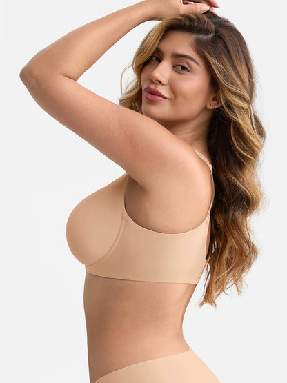 Full-Coverage Underwire Mesh Plunge Minimizer Bra