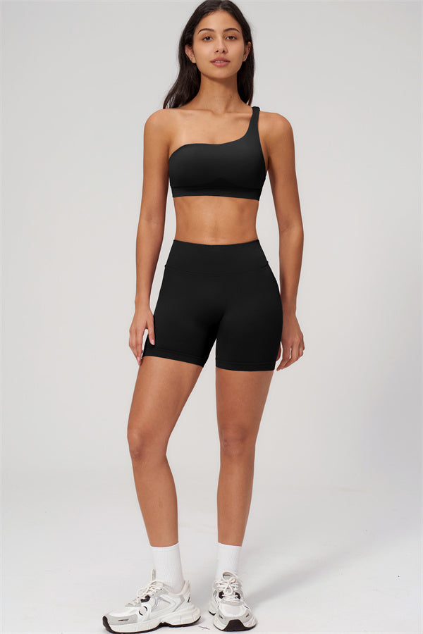 The Empower One-Shoulder Sports Bra Shorts 2-Piece Set