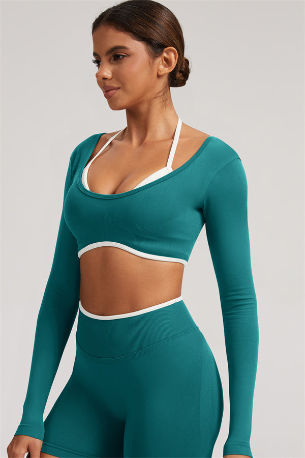 The Elevate Long Sleeve Crop top Shorts 2-Piece Set