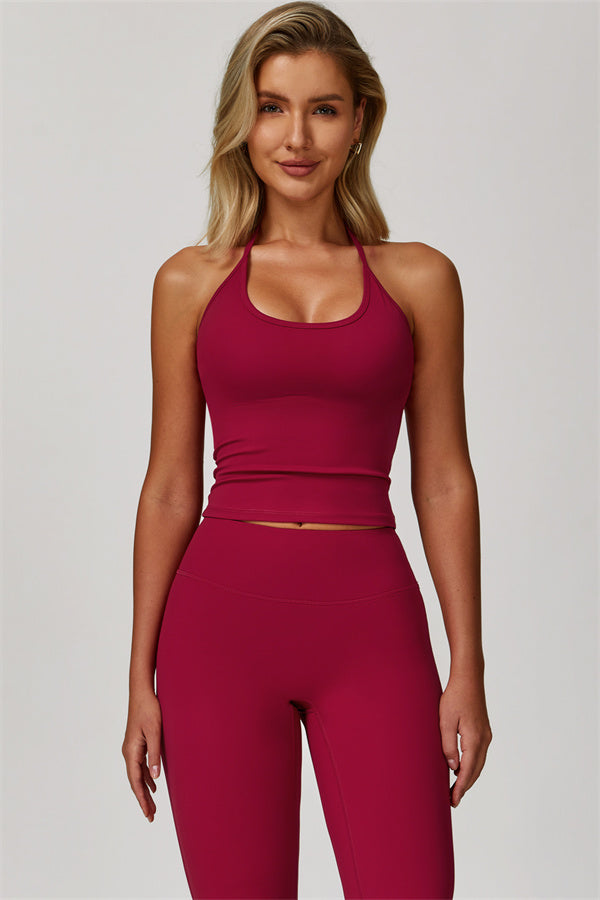The Surge Halter Crop Top Flared Leggings 2-Piece Set