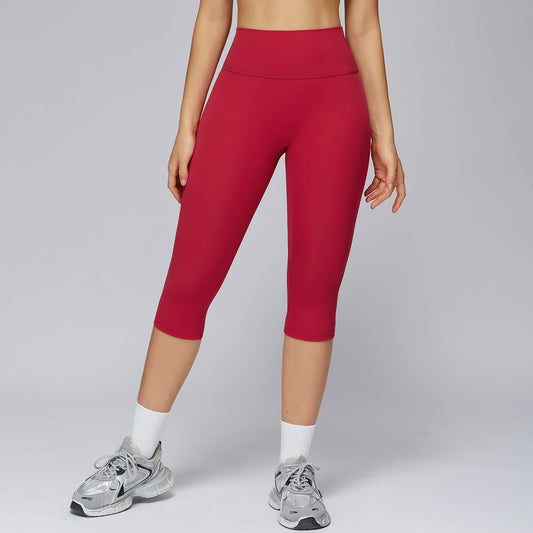 Arrival Brushed Yoga Knee Length Pants High Waist Quick Drying Skinny Slimming Middle Pants Running Outdoors Workout Clothes for Women