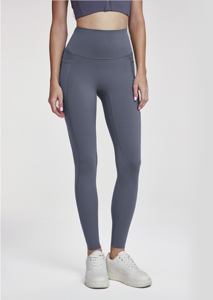 Antibacterial Yoga Trousers Women Skin Friendly Nude Feel High Waist Workout Leg Cut Peach Hip Sports Pants
