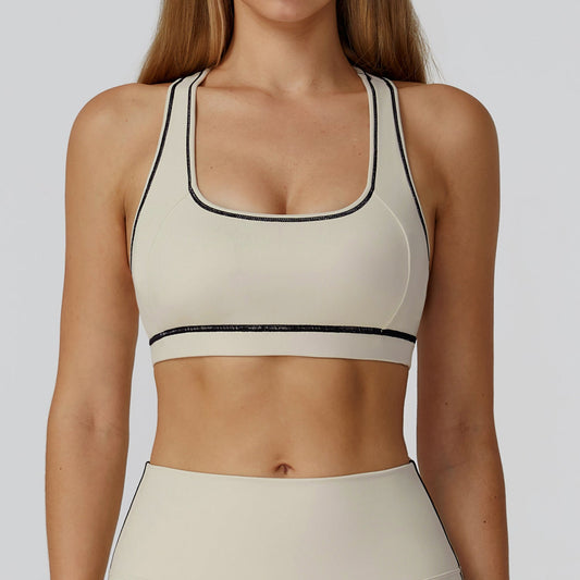 Contrast Color Brushed Yoga Bra H Shaped Beauty Back Sports Vest Outdoor Sports Running Exercise Underwear