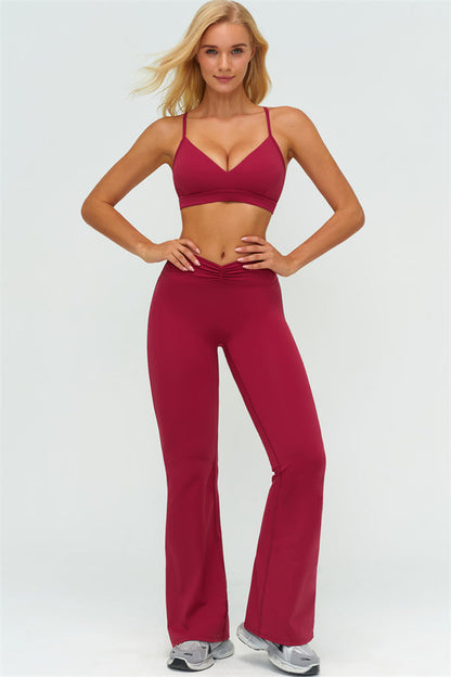 The Lushness Y-Back Sports Bra Flared Leggings 2-Piece Set