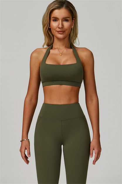 The Bold Halter Sports Bra Flared Leggings 2-Piece Set