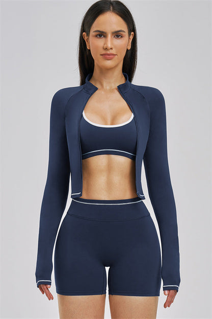 The Unbound Jacket Sports Bra Shorts 3-Piece Set