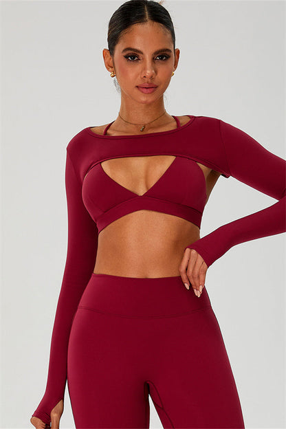 The Ember Sports Bra Crop Top Leggings 3-Piece Set