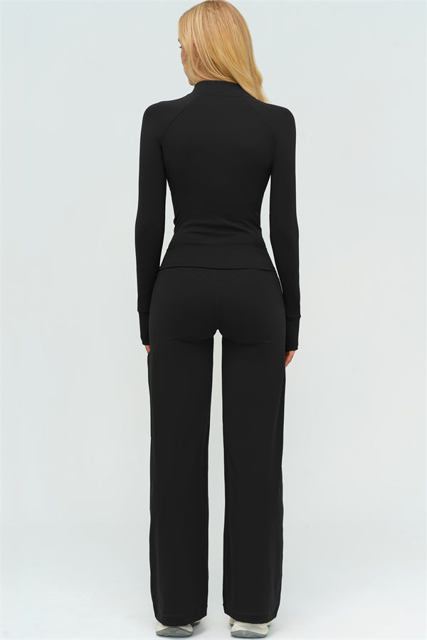 The Twirl Zip Jacket Halter Tank Top New Straight Leg Pants 3-Piece Set