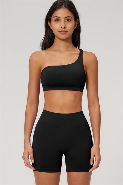 The Empower One-Shoulder Sports Bra Shorts 2-Piece Set
