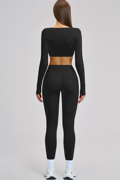 The Zestful Long Sleeve Crop Top Leggings 2-Piece Set