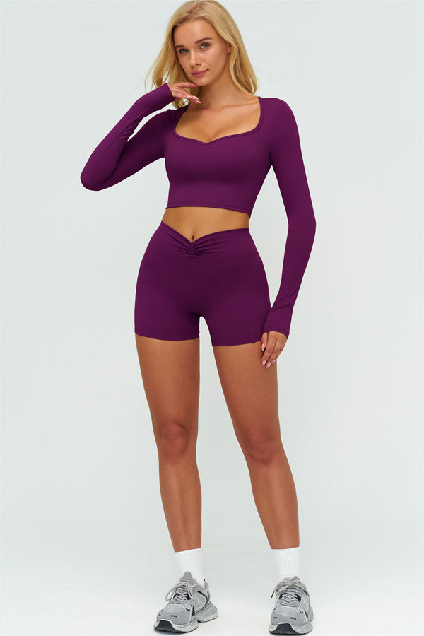 The Lushness Long Sleeve Crop top Shorts 2-Piece Set