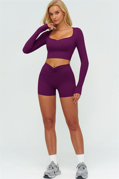 The Lushness Long Sleeve Crop top Shorts 2-Piece Set